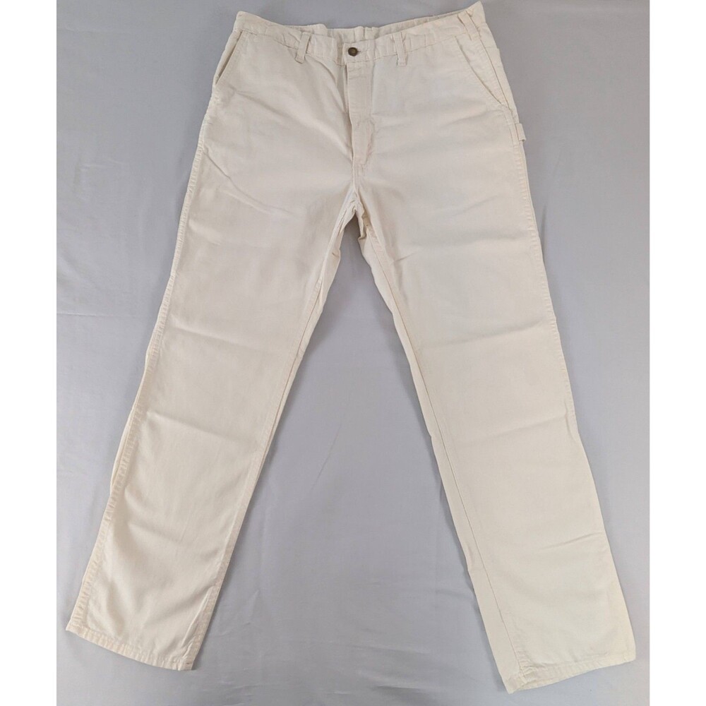 Vintage OshKosh Painter Pants USA Made Workwear Carpenter Off White Canvas